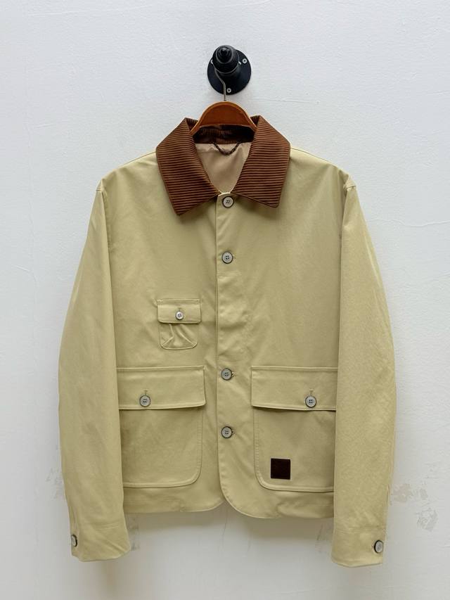 Louis Vuitton Leather-trimmed Lapel Work Jacket, Factory Direct Production Earl