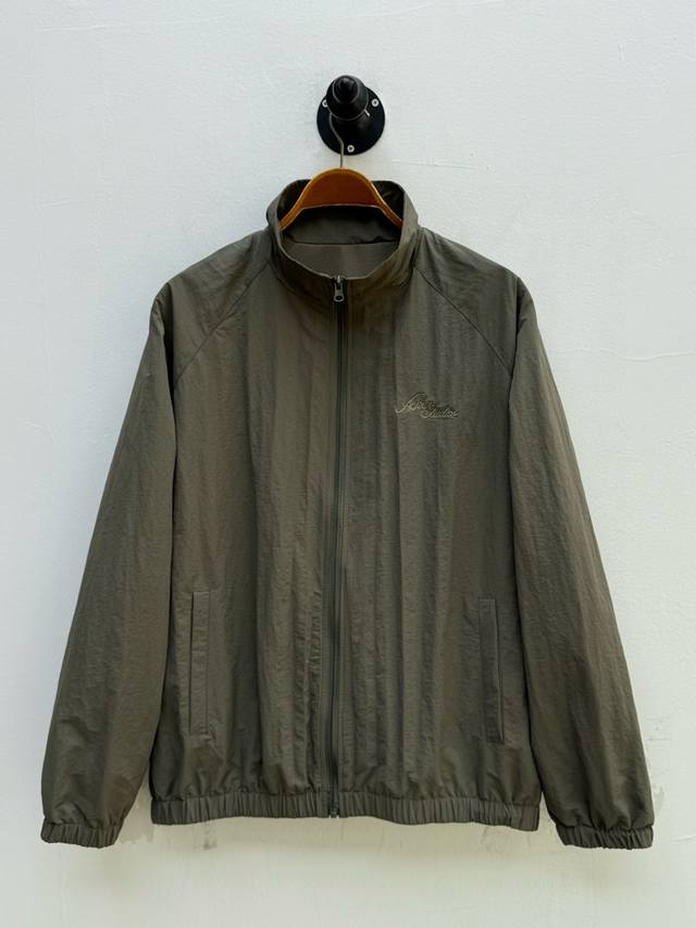 Acne Logo Embroidered Salt-Shrinked Stand Collar Jacket, Factory Direct Producti