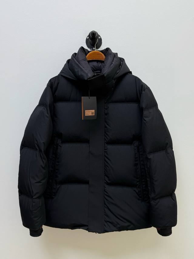 Zz Solid Color Hooded Logo Down Jacket, Original Single Item Autumn/Winter New A