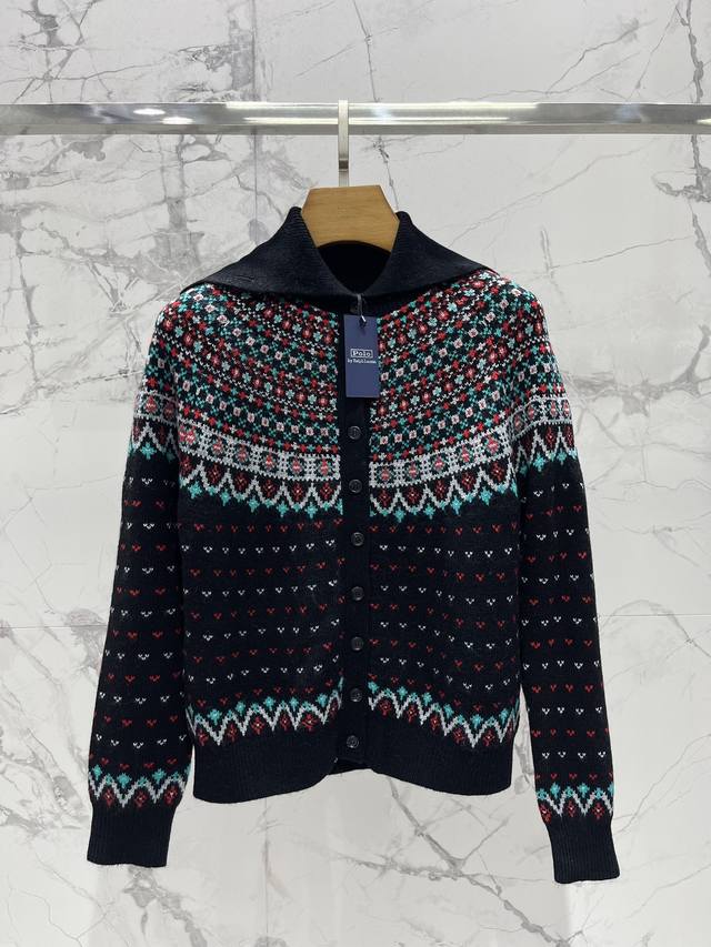 polo * Ralph Lauren Oversized Fair Isle Pattern Knit Cardigan Ralph Lauren reall