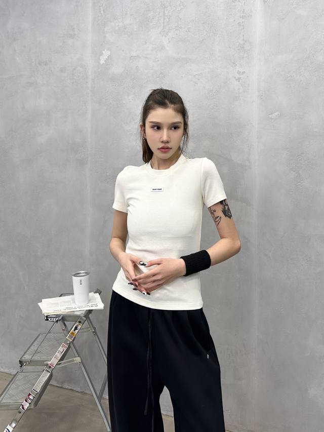 Miu | New short-sleeved base layer T-shirt, basic slim fit, imported Lyocell woo
