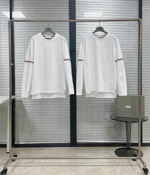 Tee Tb Three-color sleeve label webbing long-sleeve T-shirt Classic double-sleev