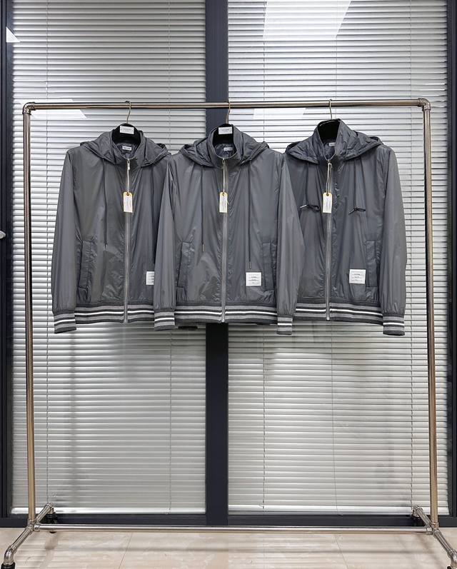 Jacket Tb Color-Trimmed Plaid Hooded Casual Jacket Lightweight Nylon Double-Lay