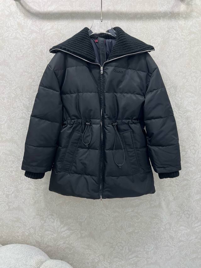 Gucc* 25Fw Autumn/Winter Limited Edition Lapel Drawstring Waist Down Jacket, Hig