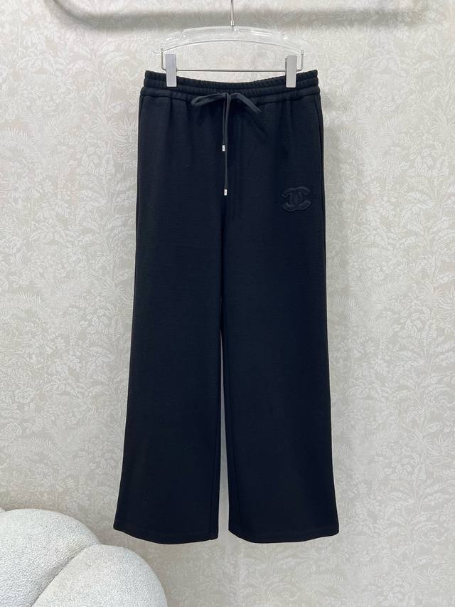 Chan*L25 New style wool-blend solid color wide-leg trousers with drawstring wais
