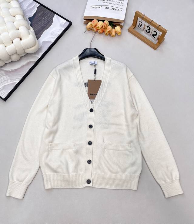 Burberry Equestrian Logo V-neck Wool Cardigan, originally purchased for 10,490 b