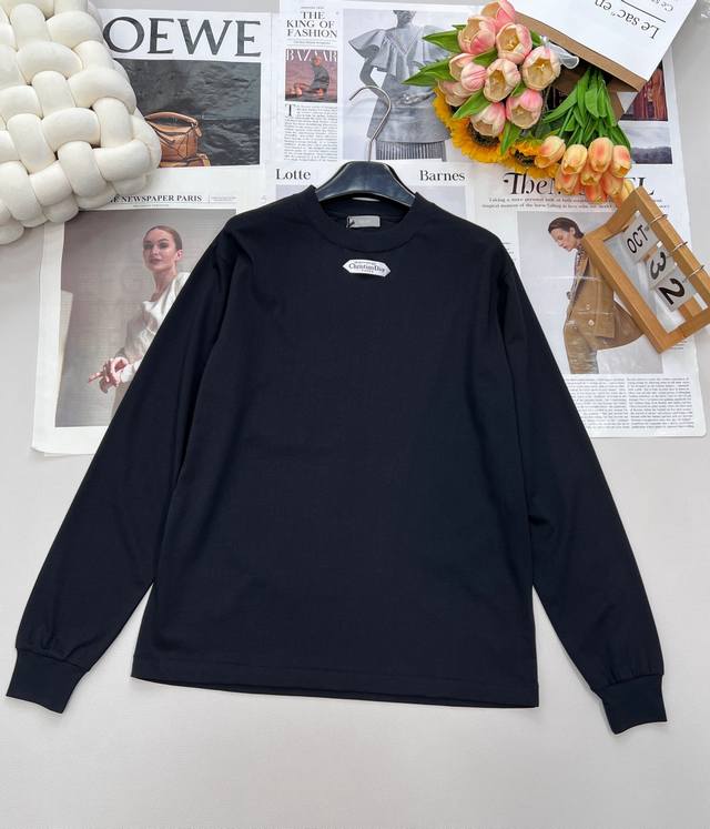 Dior's new small-tag crew neck long-sleeved T-shirt, made of 24S tightly spun c