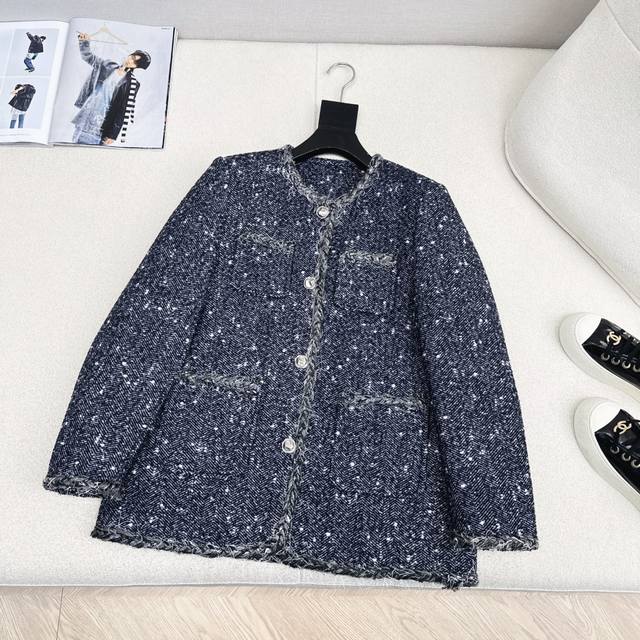 C Brand 25Ss Autumn/Winter Newest Chanel-Style Coarse Down Knitted Jacket. Exqui