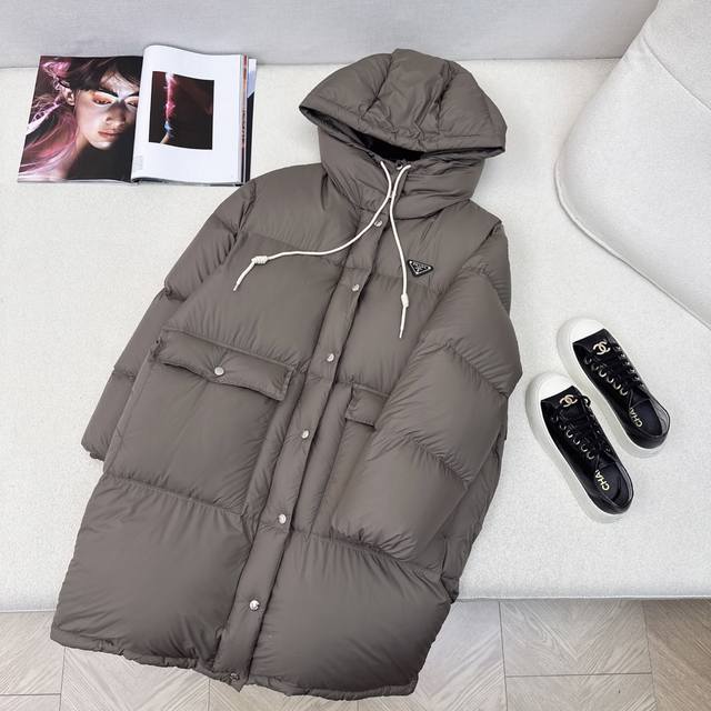 Original Quality PD 25Ss Autumn/Winter Newest Hooded Long Puffer Jacket Down Jac