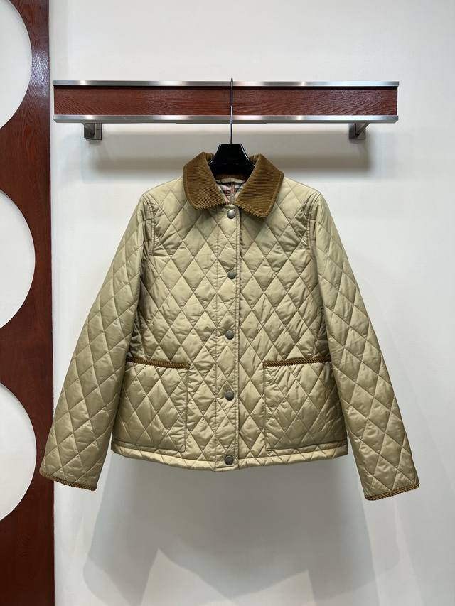 Bur 25 Autumn/Winter New Corduroy Lapel Patchwork Plaid Coat with Eye-Catching C