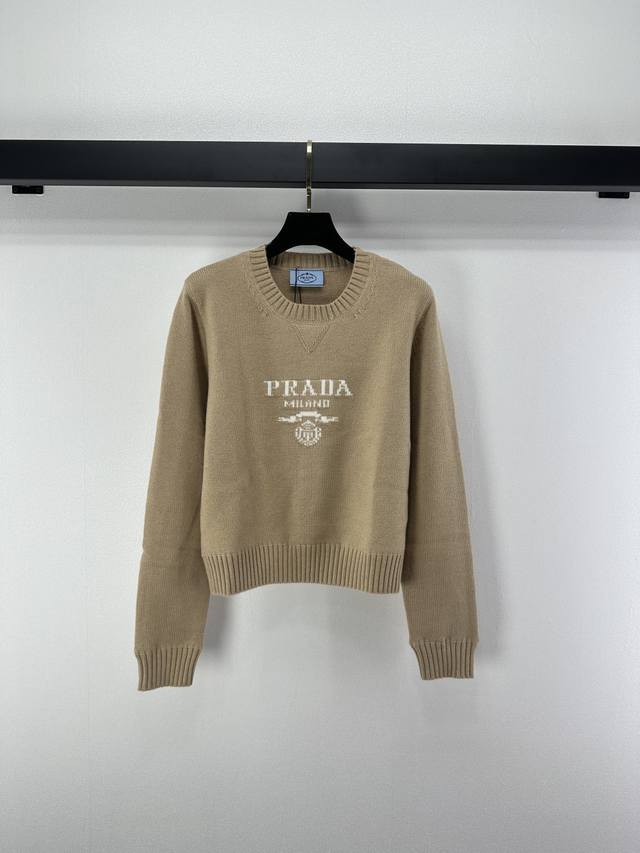 Prada New Arrival Details Autumn/Winter New Cashmere Crew Neck Sweater, made wit