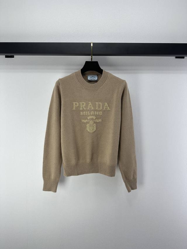 prad*New Arrival Details Autumn/Winter New Product Logo Gold Thread Knitted Long