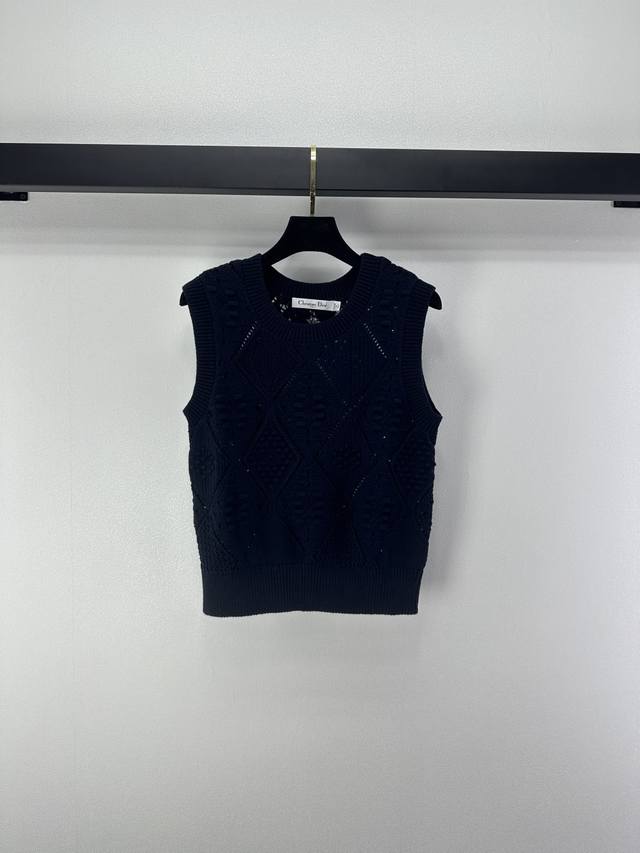 Dior New Arrival Details Early Spring Resort Collection Openwork Knit Vest, off-