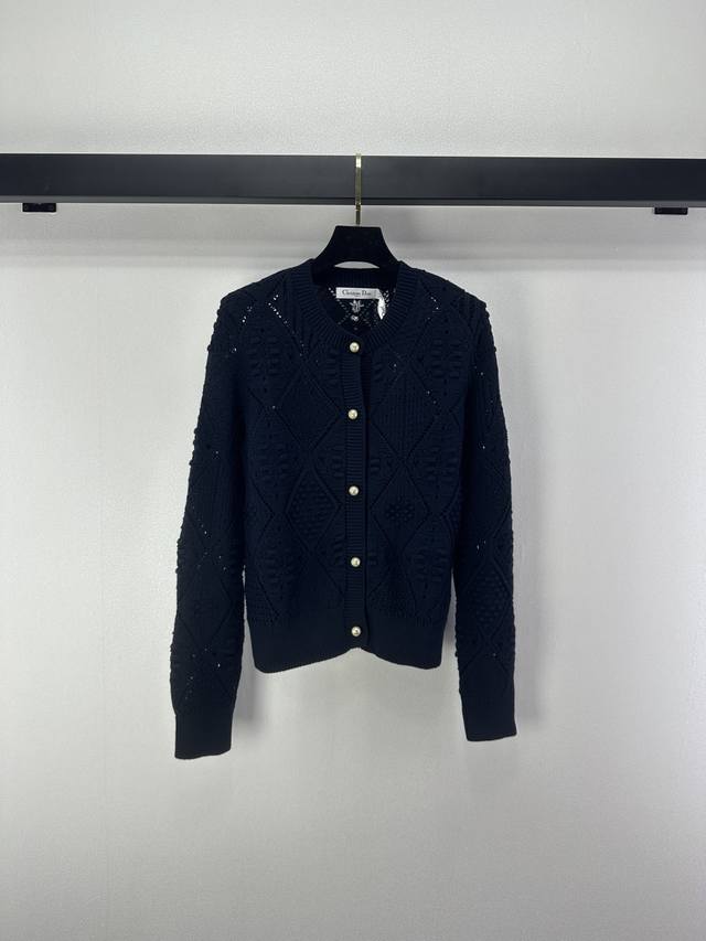 Dior New Arrival Details Early Spring Resort Collection Openwork Knit Cardigan,