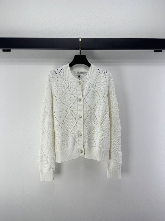 Dior New Arrival Details Early Spring Resort Collection Openwork Knit Cardigan,