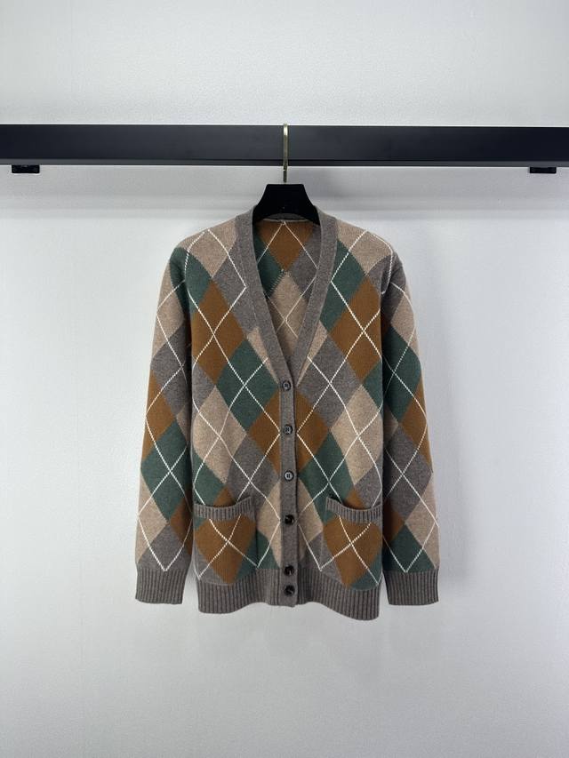 1:1 Lp New Arrival Details Autumn/Winter New Arrival Diamond Pattern V-Neck Knit