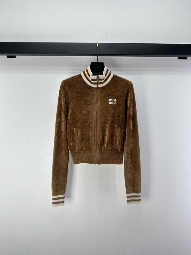 1:1 Miumi* New Arrival Details Autumn/Winter New Casual Zipper Cardigan Custom Y