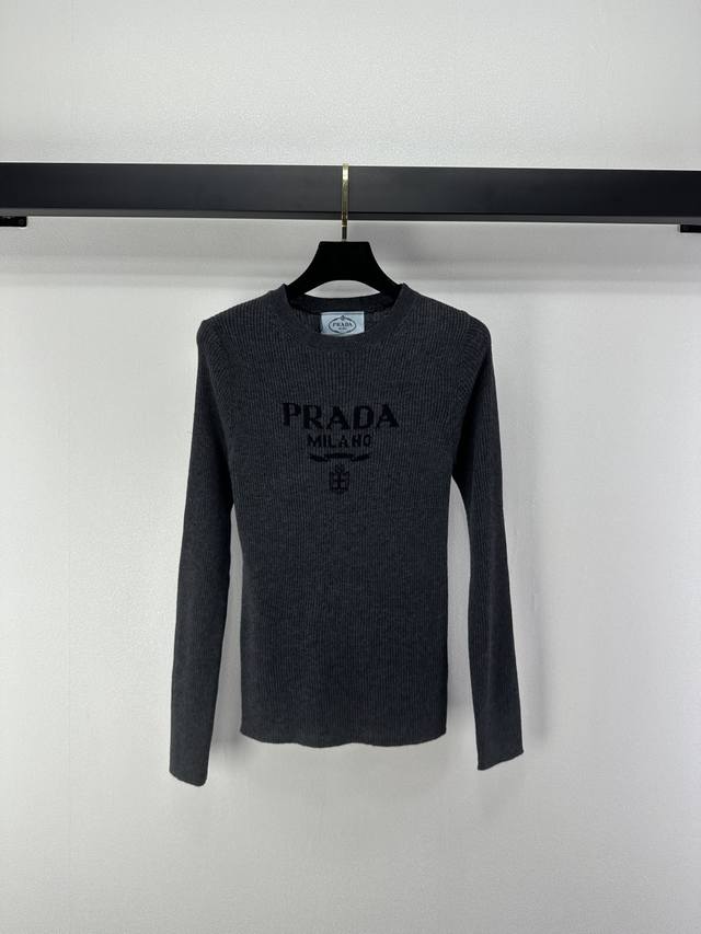 prad* New Arrival Details Autumn/Winter's Latest Crew Neck Letter Knit Long Slee