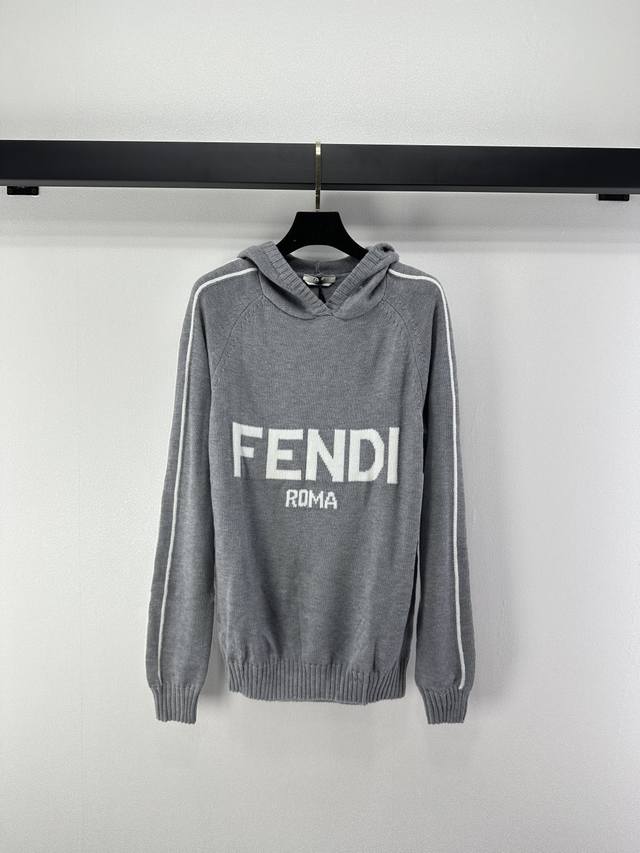 Fend New Arrival Details Autumn/Winter New Jacquard Logo Hooded Sweatshirt with