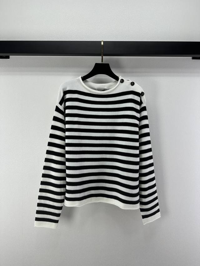 Dio*New Arrival Details Autumn/Winter New Classic Black and White Striped Long-S