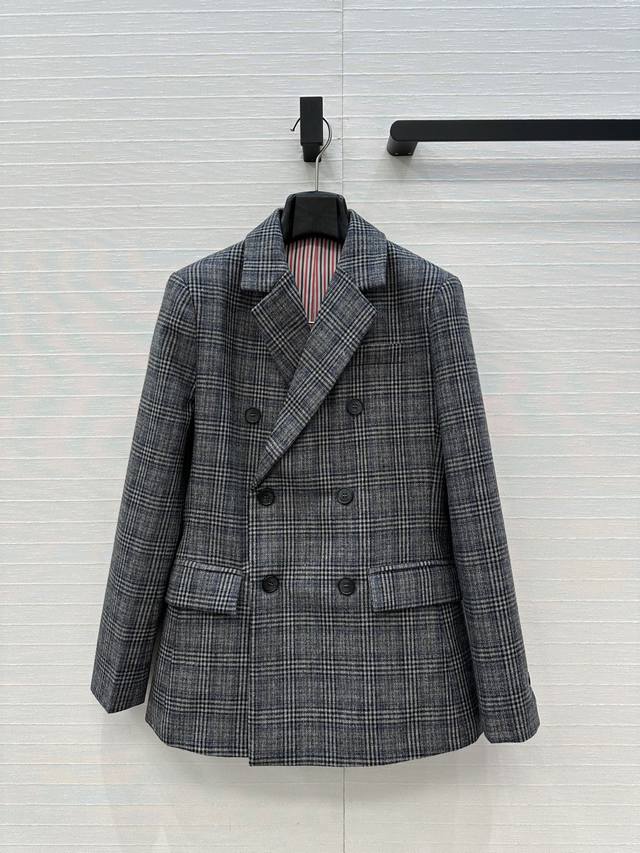 Highly recommend Tho* Brow*25's new arrival: a grey plaid double-breasted suit