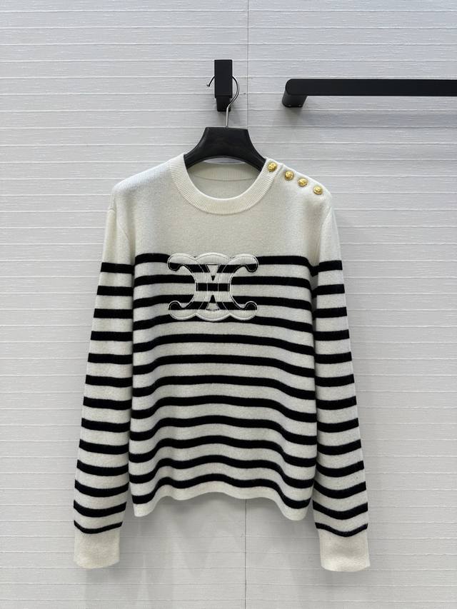 A must-have for quality lovers: Ce's new two-tone striped logo cashmere sweater