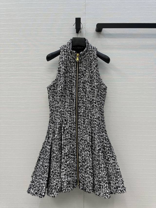 Highly recommend Balma**25 New French Black and White Tweed Pleated Dress DDD.