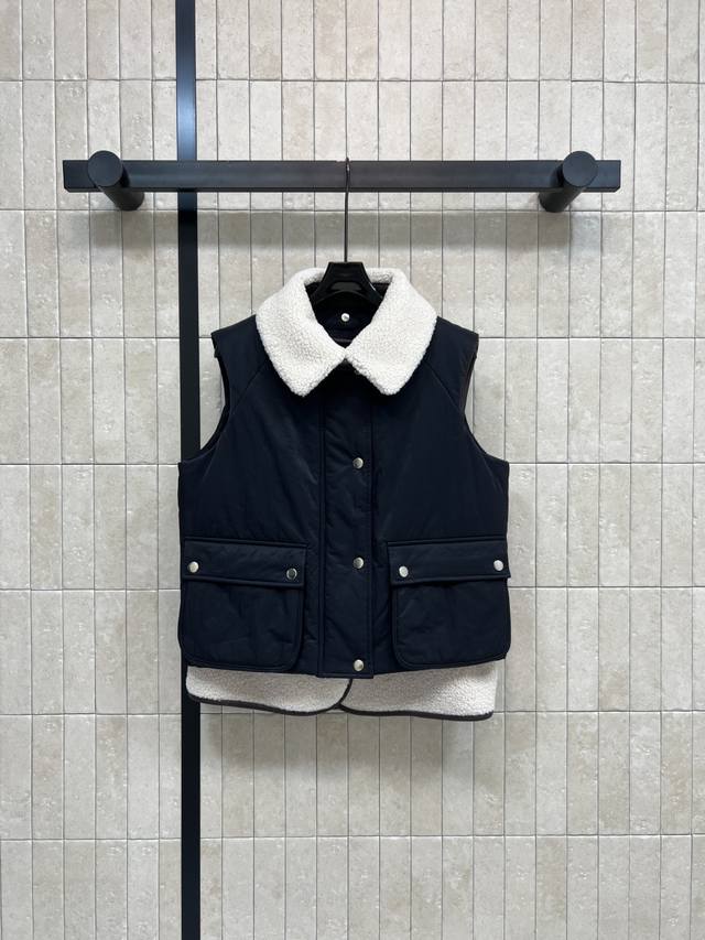 Lw's 2025 Autumn/Winter New Style Fur-lined Cotton Vest with Detachable Lambswoo