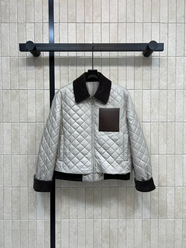 Lw's 2025 Autumn/Winter New Corduroy Collared Diamond Pattern Cotton Jacket. Cla