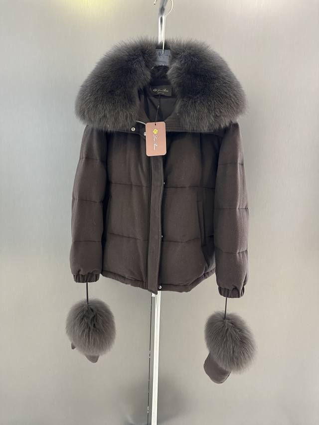 Loro Piana Autumn/Winter New Fox Fur Goose Down Jacket Imported extra-large whit