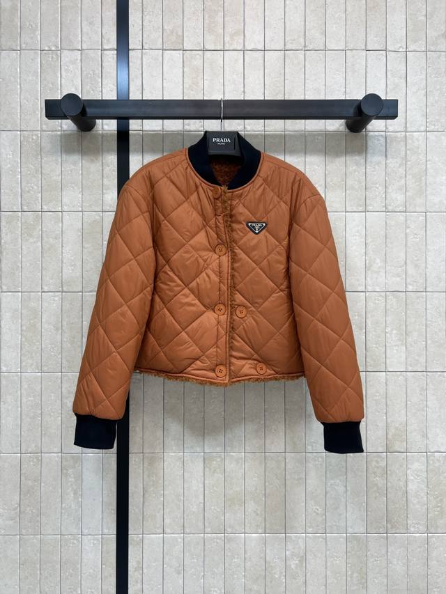 pd's 2025 Autumn/Winter New Style Lambswool Quilted Reversible Short Jacket: One