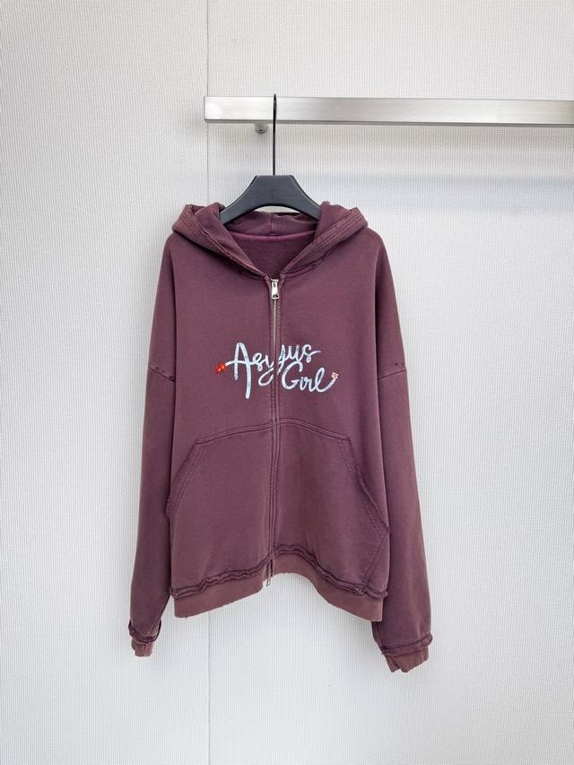 Asyus Zip-Up Hooded Sweatshirt, Retro Burgundy, Sweet and Cool Debut to Unlock Y