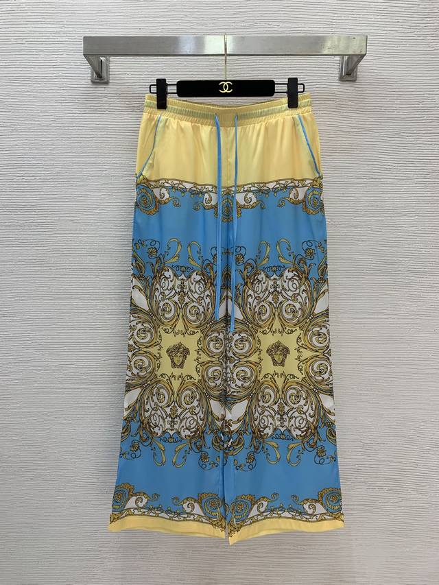 Versac Pants*New Court Style Retro Fashion Medusa Head Print Side Pockets Loose