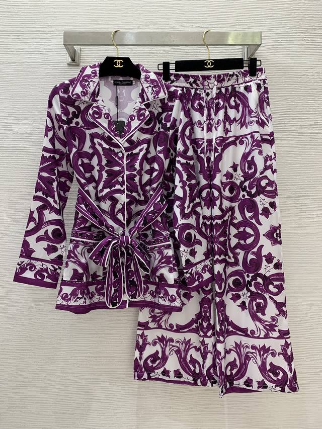 Dolce & Gabbana Dg* New Fashion Retro Pattern Purple Print Pajama-Style Home We