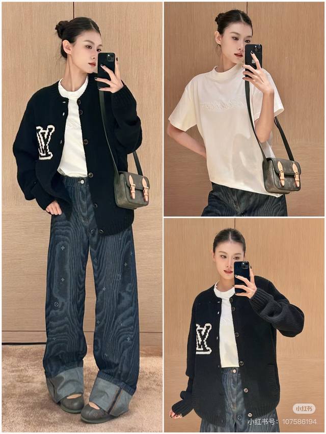 Unisex Louis Vuitton LV New High-End Custom-Made Sheep Wool Blend Textured Yarn