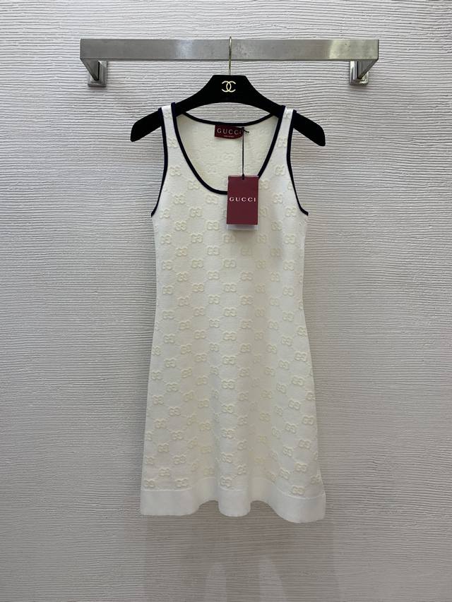 Gucc* New High-End Custom Gg Letter Jacquard Color-Blocked Slim Fit Sleeveless V