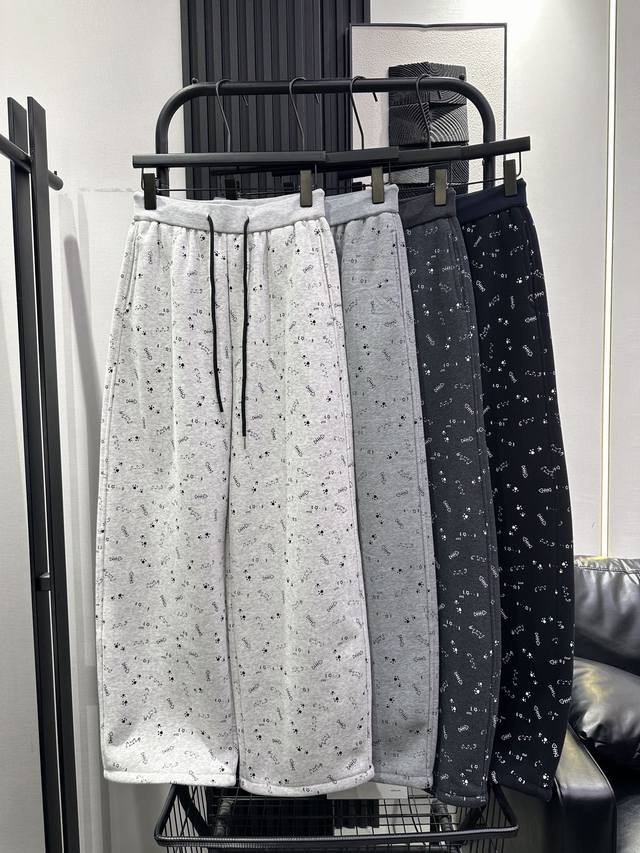 Qoy - Popular style, continuing the fishbone print, fleece-lined jogger sweatpan