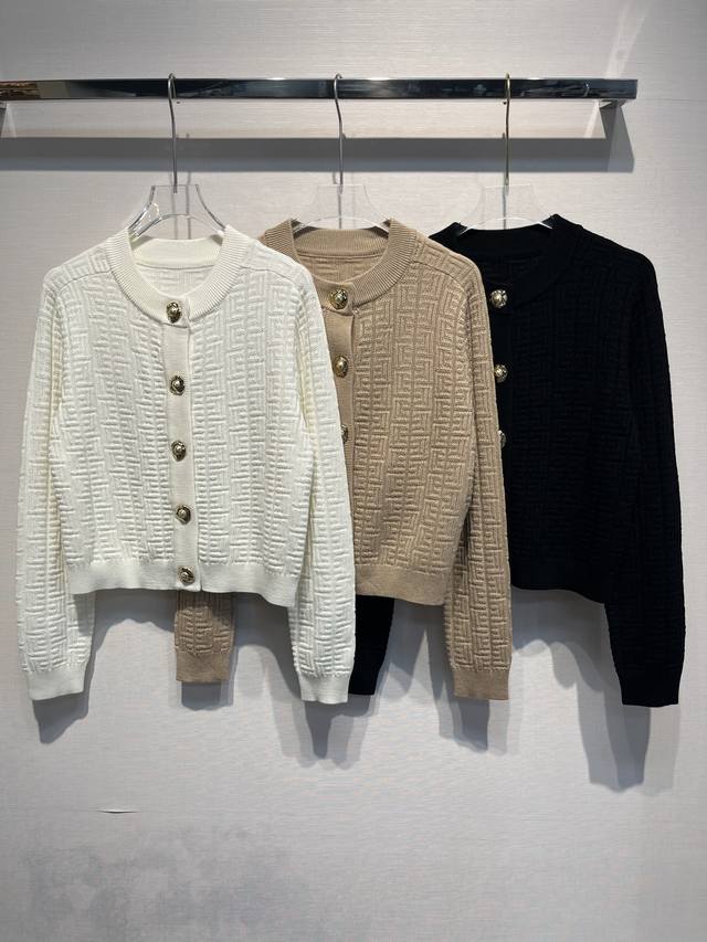 2025 Autumn/Winter New Style Jacquard Crew Neck Wool Cardigan, Fashionable and V