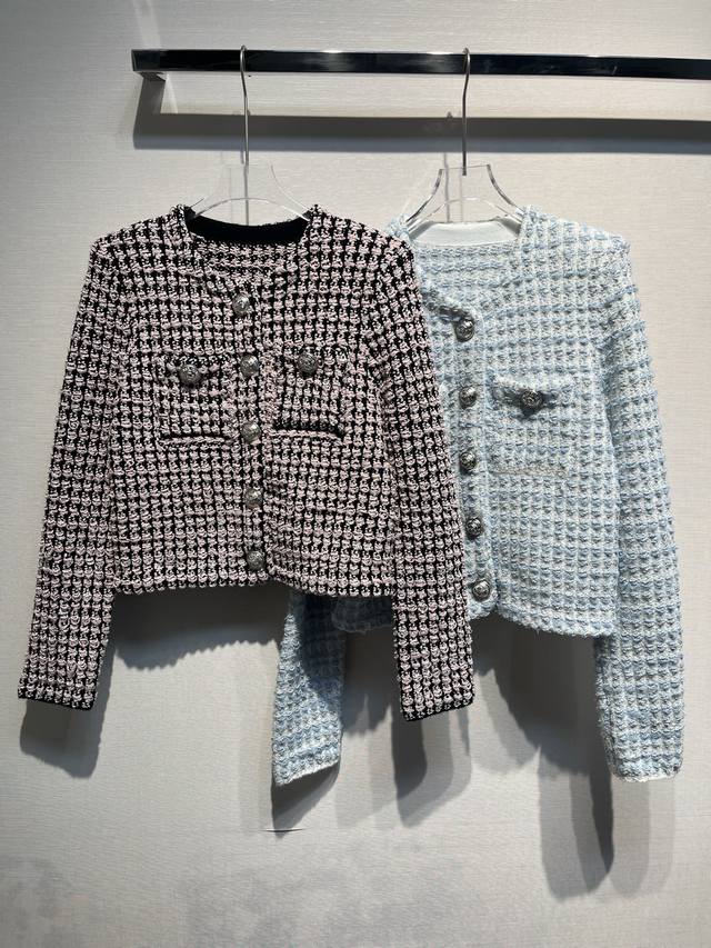 2025 New Heavy-Duty Color-Blocked Tweed Jacket - Super Beautiful Colors! Size: S