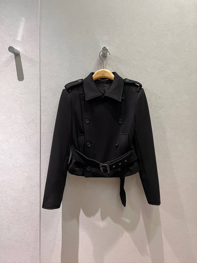 New Arrival 26 Resort Style Double-Breasted Short Trench Coat with Epaulettes,