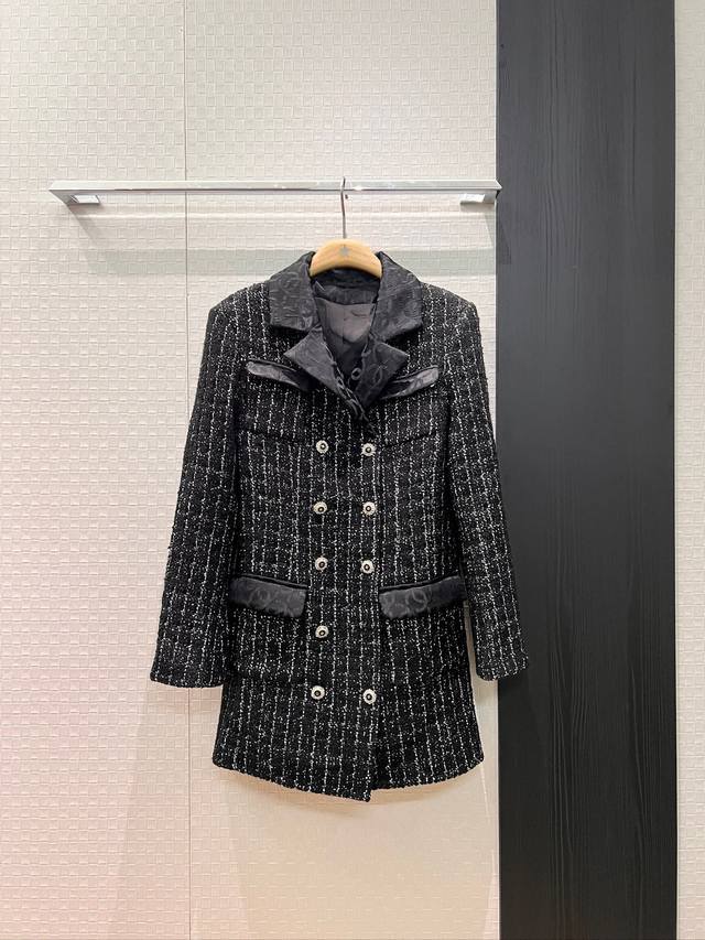 New Arrival! Runway Style Double C Jacquard Fabric Patchwork Wool Tweed Double-