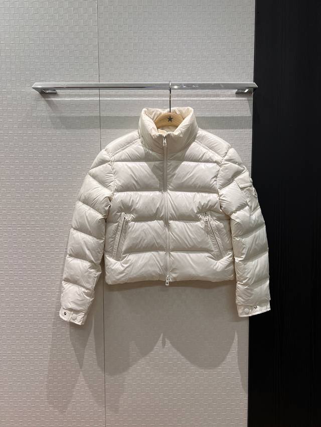 New Moncler Stand Collar High Neck Short Down Jacket, Classic Sleeve Label Pocke