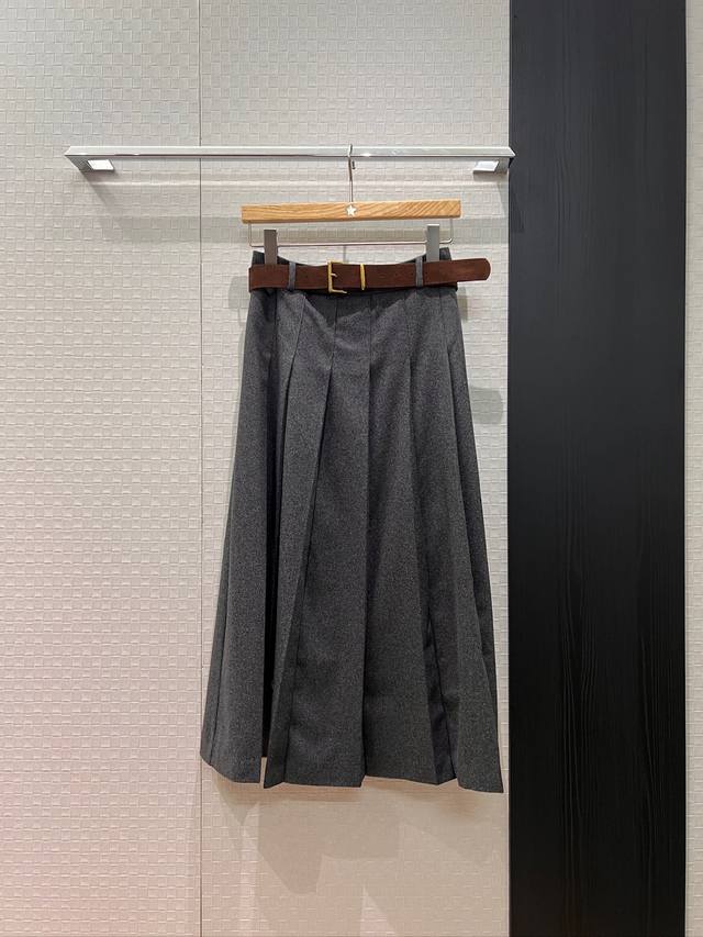 New style belted pleated asymmetrical long skirt/half skirt, preppy style, casua