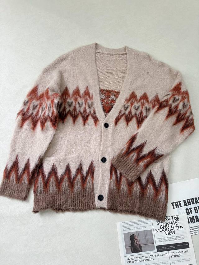 Lazy Winter... Mar Nt 2025 New Nielson Fair Isle Pattern Mohair Oversized Cardig