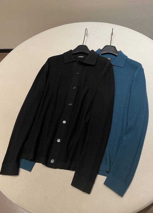 Sizes: 50 52 54 Zegna Men's New Pure Wool Knitted Polo Long-Sleeve Sweater This