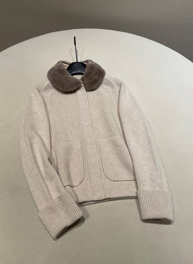 Sizes: SML * Women's New Detachable Mink Fur Collar Cashmere Cardigan Coat This