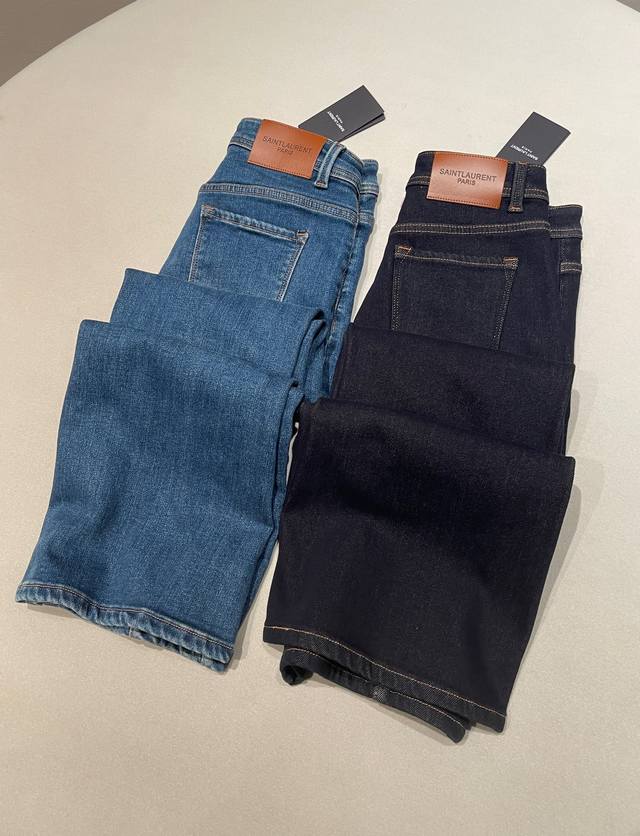 Sizes: SMLXL YSL High-Waisted Fleece-Lined Flared Jeans Made with original fact