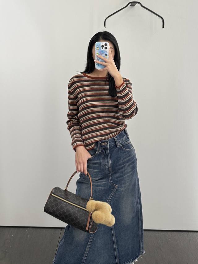 Celin* 25Fw Autumn/Winter New Striped Stretch Wool Sweater | Exclusive Yb Develo