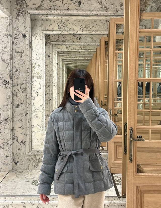 Moncl*R 25Fw Autumn/Winter New Wool Blend Belted Short Down Jacket | Exclusive Y