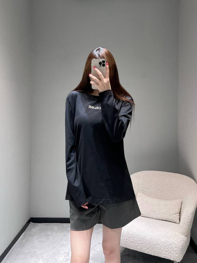 Celin*2025Fw Autumn/Winter New Arrival Series Pure Cotton Long-Sleeve T-Shirt. C